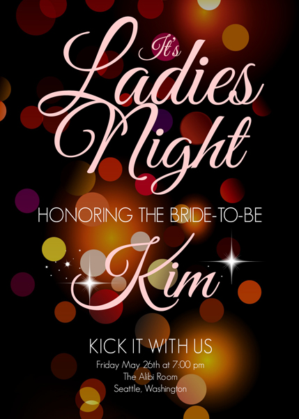 image of a funkay bachelorette invitation all sparkly and funtown